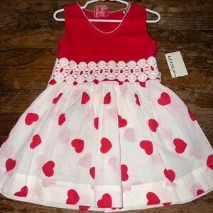 NWT Guess Girls dress holiday  red hearts size 5/6 medium